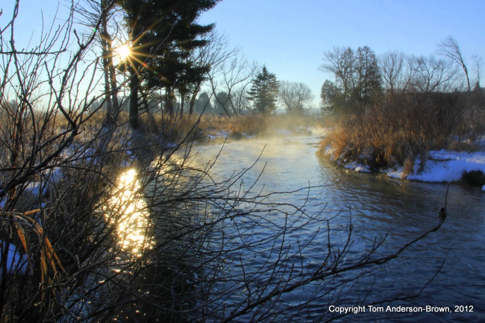 The sun rises over a Driftless spring-fed creek in Wisconsin